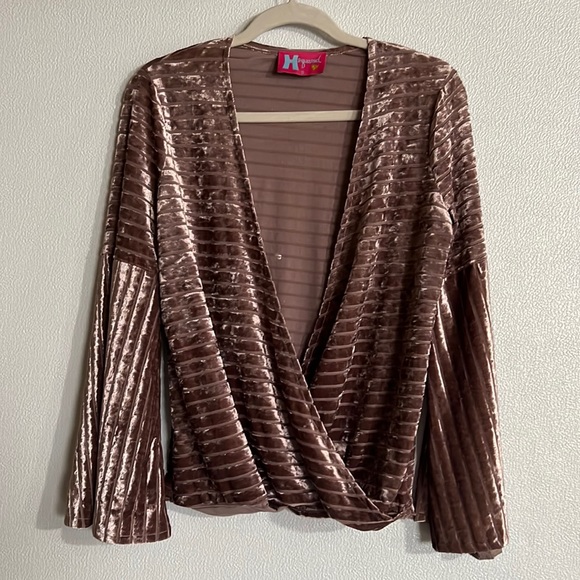 H squared Tops - Mauve velvet blouse